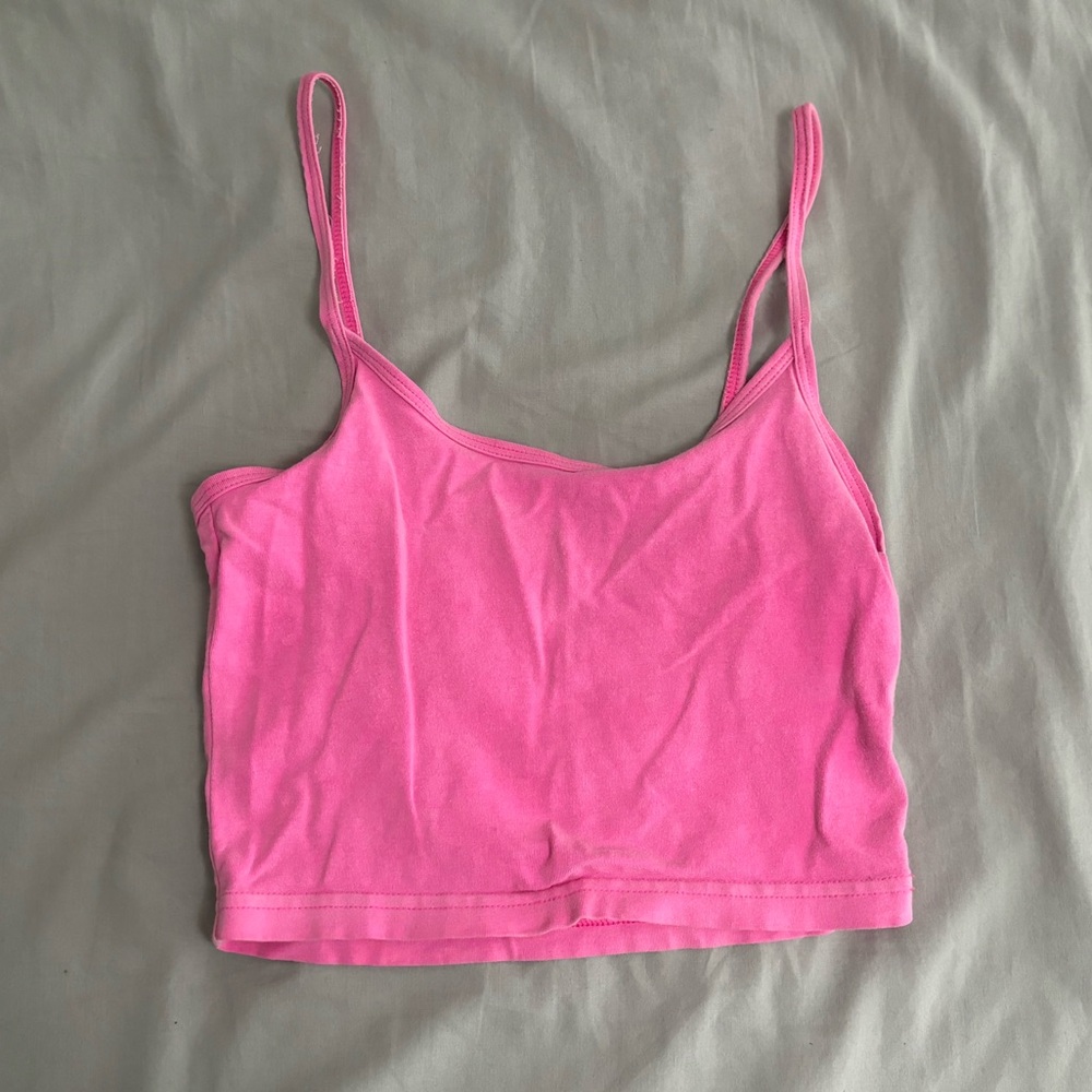 TNA neon pink cropped tank top cami